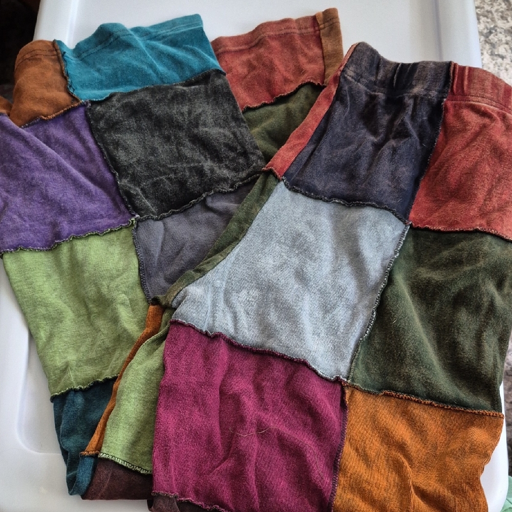 EARTHBOUND Blue and Green Wide Leg Pants Luxurious Fabric